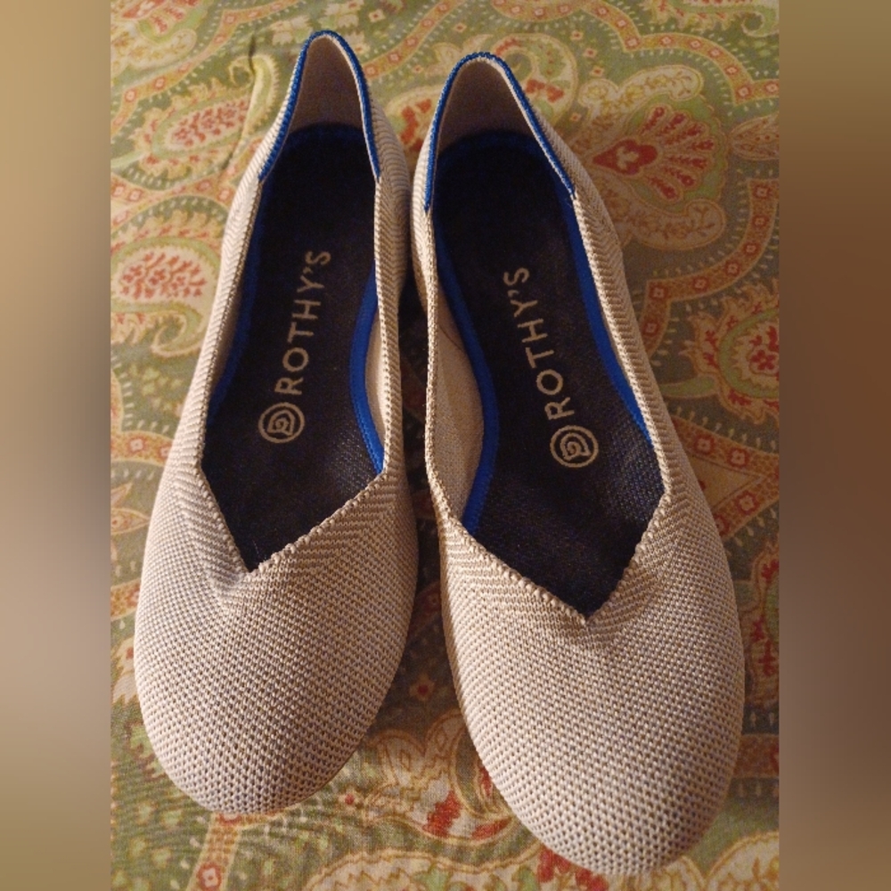 Rothy's 7.5 37.5 grey gray taupe flats loafers shoes - Picture 2 of 4